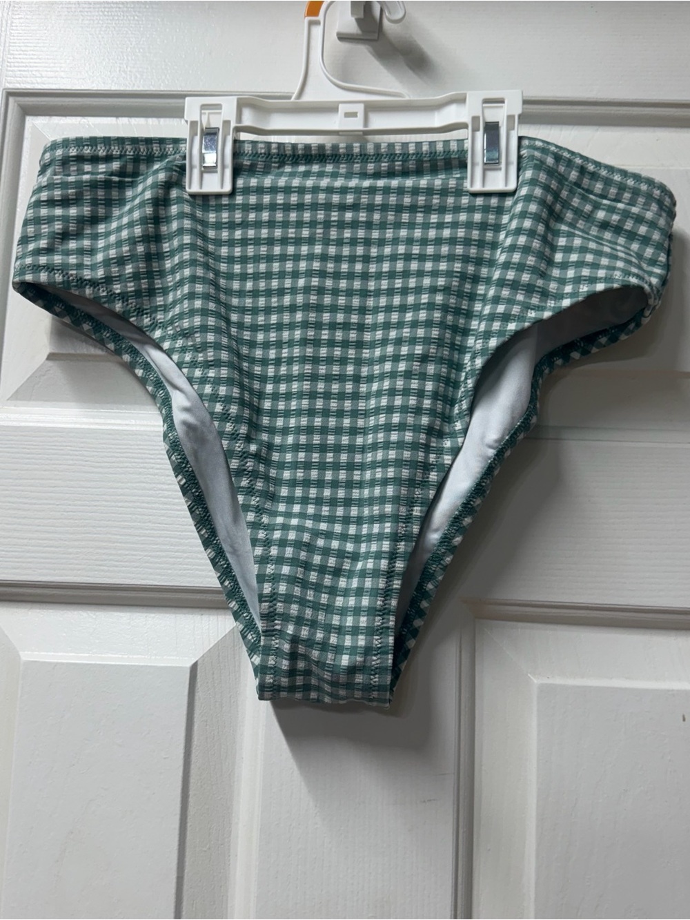 Shade & Shore Green Gingham Bikini Bottom L see photos for details